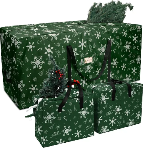 RICHIE Bolsa de almacenamiento para árbol de Navidad de 7.5 pies (juego de 3 piezas), bolsa Oxford 600D para árbol de Navidad a prueba de desgarros,
