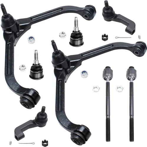 Vista 203 de Detroit Axle - Kit de ocho piezas - brazos de control de suspensión inferior delantero y trasero con juntas de bolas, extremos de barras