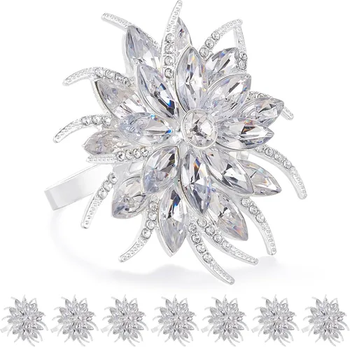 Vista 10 de ZeeDix Juego de 6 servilleteros de corona de Navidad, servilleteros de Navidad para servilletas de tela, servilleteros de Navidad para Acción