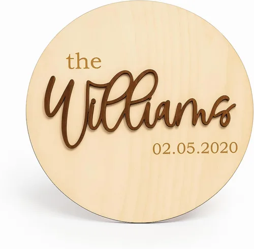 Custom Wood Last Name Sign Personalized Round Family Name Established Hanging Signs Holiday Est. Date Wedding Gift for Couple Anniversary Sign