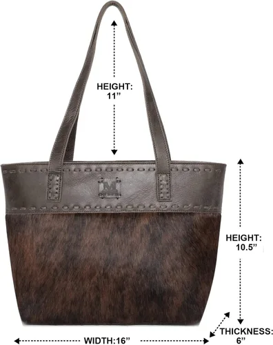 Vista 4 de Trinity Ranch Western - Bolso de mano para mujer, colección de cuero de vaca auténtico, bolso de mano oculto