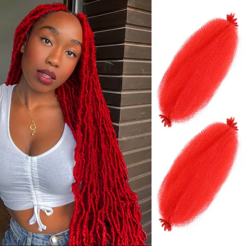 Vista 17 de Cabello afro elástico y trenzado de 30 pulgadas 2 paquetes, cabello preesponjado y trenzado elástico pre-estirado para extensiones de cabello suave