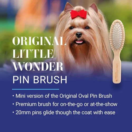 Vista 2 de Cepillo para perros Chris Christensen, 14.6 cm x 3.2 cm Little Wonder Pin Brush (20mm), Serie Original, Asea como un profesional, pines de acero