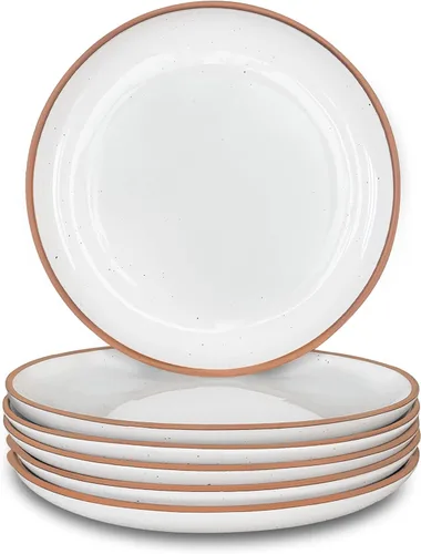 Vista 10 de MORA Ceramic Artisan - Juego de 6 platos mate de 7.8 pulgadas, para postre, ensalada, aperitivo, cena pequeña, etc. Apto para microondas, horno