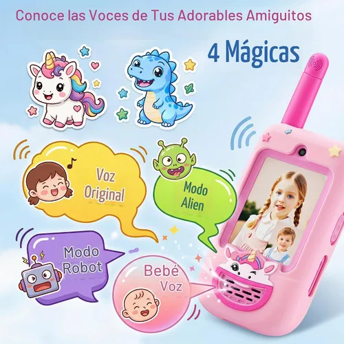 Vista 5 de Video Walkie Talkies for Kids, Dinosaur & Unicorn Cover 2 Pack