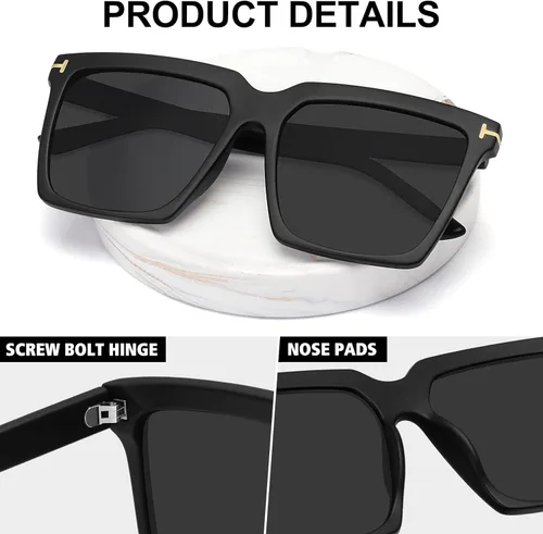 Vista 5 de MEETSUN Gafas de sol de gran tamaño para mujer, gafas de sol cuadradas vintage con protección UV400