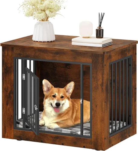 Vista 10 de YITAHOME Mueble de jaula para perros medianos, mesa auxiliar lateral, perrera moderna para perros de interior hasta 35 libras, jaula para perros