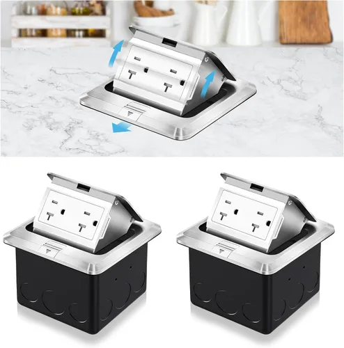 Vista 30 de Kit de toma de corriente eléctrica empotrada en el suelo Vagueior, caja de cubierta impermeable para toma de corriente eléctrica, toma de corriente