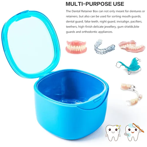 Vista 2 de Estuche de baño para dentaduras, caja de limpieza para retenedores, estuche de dentaduras sin fugas, protector bucal, protector nocturno y retenedor
