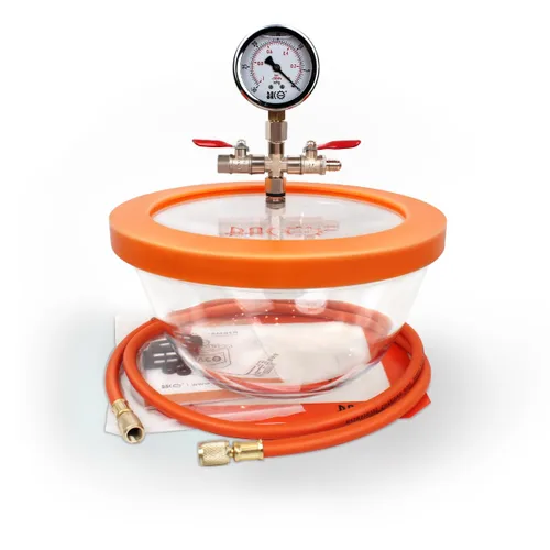 Vista 9 de BACOENG Kit de cámara de vacío plana de 1 galón, cámara de desgasificación al vacío de acero inoxidable para resina, silicona y epoxis