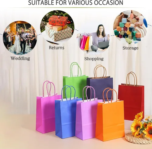 Vista 6 de AZOWA Bolsas de regalo Mini bolsas de papel kraft con asas (4 x 2.4 x 6 pulgadas, negras, 25 unidades)