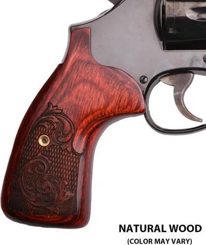 Vista 6 de Altamont - Puños de conversión de madera real para revólveres redondos S&W K & L, estilo Altai, trasero redondo a cuadrado, fabricado en Estados