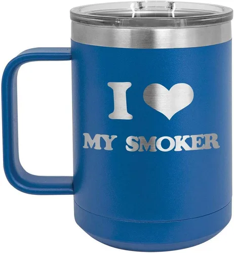 Vista 10 de I Love My Smoker BLACK 15 oz Coffee Cup w/Slide Top Lid Insulated Travel Coffee Mug BBQ & Grilling Gift Idea For Men Who Have Everything, Dad &