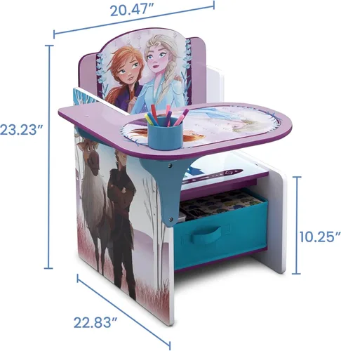Vista 8 de Delta Children - Escritorio con silla y compartimento de almacenamiento, Frozen II (Disney) Portavasos Respaldo para brazos, madera tratada