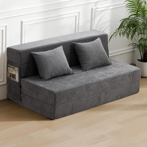 HOMFINE Sofá cama plegable - Silla cama convertible con cojín, sofá cama plegable, colchón de espuma viscoelástica para piso, sofá futón, sofá