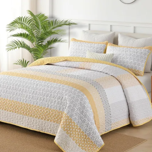 Vista 17 de WONGS BEDDING Juego de edredón Boho tamaño Queen, juegos de colcha a rayas bohemio de 3 piezas, juego de ropa de cama acolchada en verde caqui