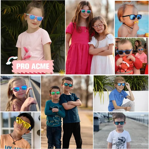 Vista 4 de Pro Acme Lentes de sol polarizados flexibles para niños, hechos de TPEE (elastómero de poliéster termoplástico) y caucho (de 3 a 10 años)