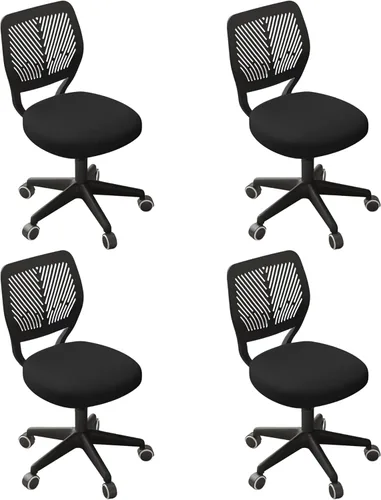 Vista 11 de JPBSTO Silla de escritorio sin brazos, silla giratoria de altura ajustable para oficina con ruedas con cojín acolchado de malla suave, silla pequeña