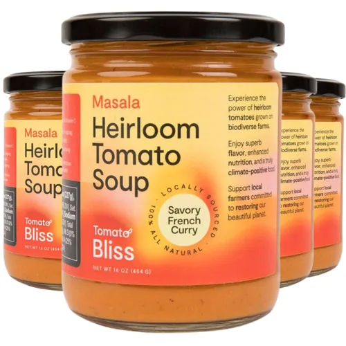 Vista 10 de Tomato Bliss - Sopa original de tomate y albahaca reliquia, totalmente natural, sin OMG, vegana, sin lácteos, sin azúcar añadida, sopas de tomate