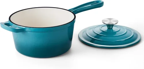 Vista 24 de Onader Enameled Cast Iron Sauce Pan, 1QT Small Saucepan with Lid, Cast Iron Sauce Pot, Enamel Dutch Oven, Nonstick & Heavy Duty – Cream White