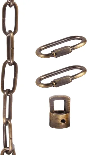 Vista 6 de Cadena de colgante para iluminación, resistente para accesorios de luz, espejo o suspensión de cuadros en acabado de latón antiguo, múltiples Negro