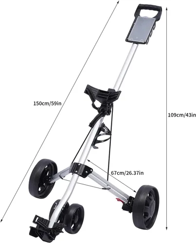Vista 5 de Carrito de golf, carrito de golf de 3 ruedas, freno de pie, un segundo para abrir y cerrar, ligero, compacto carrito de carrito, estructura
