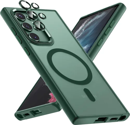Vista 11 de MAKAVO Funda mate para Samsung Galaxy S22 Ultra, compatible con MagSafe, funda magnética delgada con protector de lente de cámara integrado, carcasa