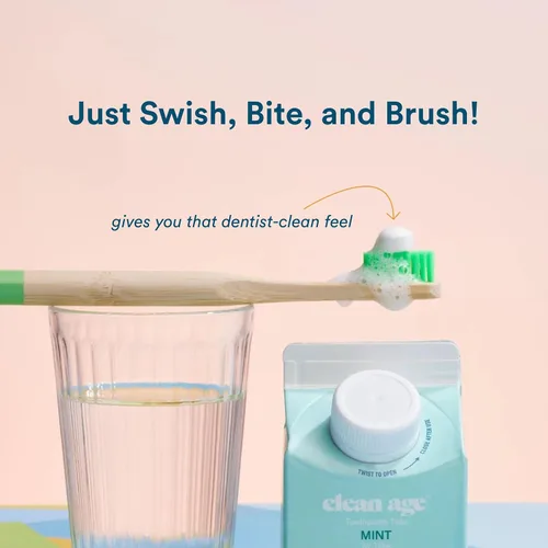 Vista 5 de Clean Age, Tabletas de pasta de dientes de menta, 62 unidades, paquete de 2, 124 piezas en total, pestañas de pasta de dientes sin flúor para niños