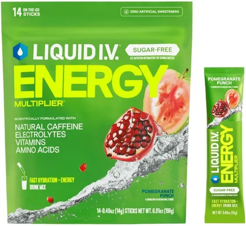 Vista 5 de Liquid I.V.® Multiplicador de hidratación sin azúcar + energía - Limonada de mora Mezcla de bebida con polvo de electrolitos 1 paquete