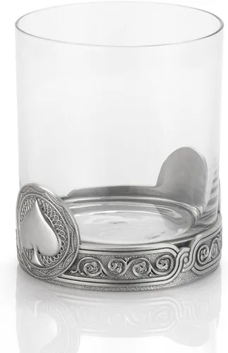 Vista 4 de Royal Selangor Ace Collection - Vaso de whisky de 10 onzas con diseño de peltre Spades, lujoso, coñac, bourbon, whisky