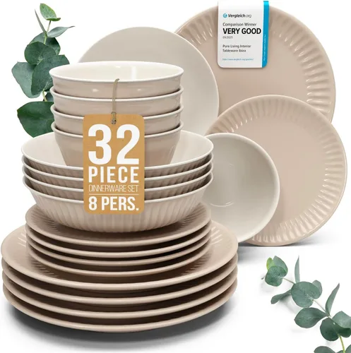 Vista 48 de Juego de vajilla de gres para 4 personas 12 piezas – Juego de platos y cuencos negros mate – Apto para lavavajillas, microondas y resistente a