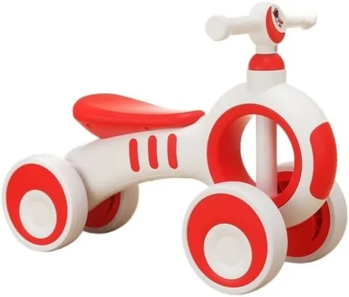 Vista 8 de Bicicleta de equilibrio para bebés sin pedal 4 ruedas de silencio Primero Rojo