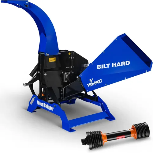 BILT HARD Trituradora de madera con alimentación PTO de 5 pulgadas y 3 puntos para tractores de 15 a 50 HP, trituradora de ramas de hojas,