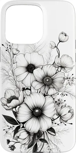 Vista 31 de Flowers Design Black and White Floral Women Case for iPhone 16