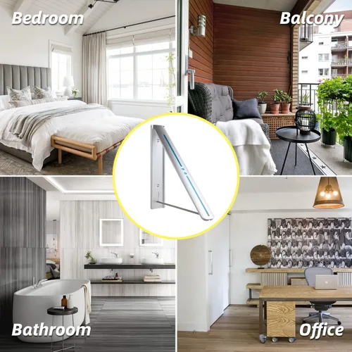 Vista 5 de XIVBA Tendedero retráctil para secar ropa, ahorro de espacio, montaje en pared, plegable, de aluminio, para lavandería, organización