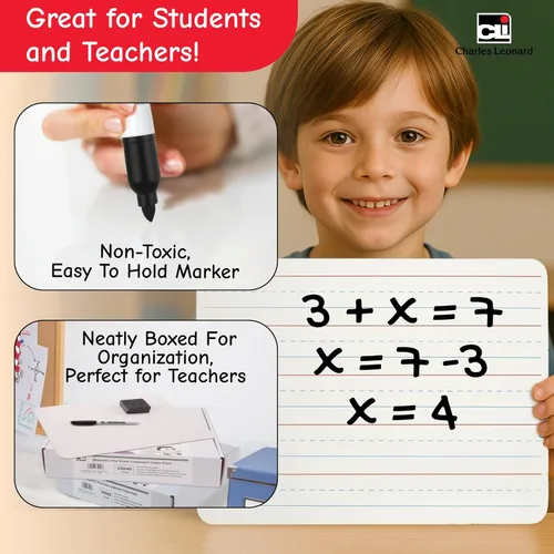 Vista 4 de Charles Leonard Paquete de pizarra de borrado en seco para aula, suministros escolares de mini lapboard, incluye 12 pizarras blancas borrables