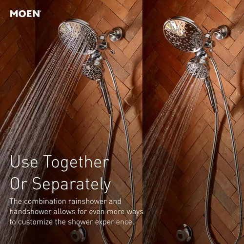 Vista 4 de Moen Engage Chrome Magnetix 2 en 1 Combo de ducha de lluvia con rociador de ducha de mano desmontable, con sistema de acoplamiento magnético, 26009