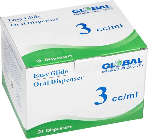 Vista 2 de Easy Glide Jeringa oral de 0.1 fl oz, estéril, tapas incluidas, ideal para medicina oral y cuidado del hogar, 50
