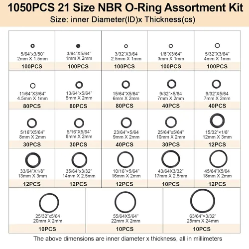 Vista 2 de Romeda Kit de Juntas Tóricas 1050 PCS, Kit Surtido de Juntas Tóricas 21 Tamaños, Juntas Tóricas de Goma de Nitrilo Métricas para Reparación de Auto