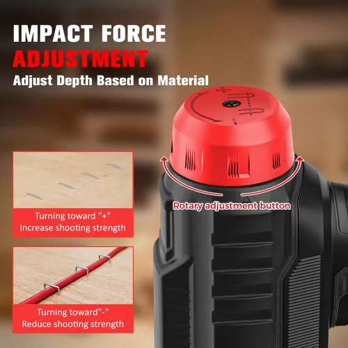 Vista 4 de Pistola de grapas inalámbrica de 20 V, clavadora 2 en 1 de aluminio, cargador rápido de 1 hora, batería de litio de 2000 mA, 2000 grapas gratis