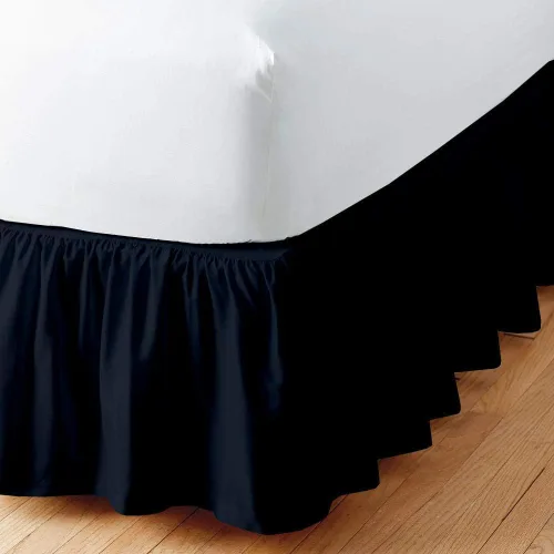 Vista 10 de Falda de cama con volantes de color gris oscuro sólido tamaño Queen con caída de 12 pulgadas, esquina dividida, falda de cama de microfibra