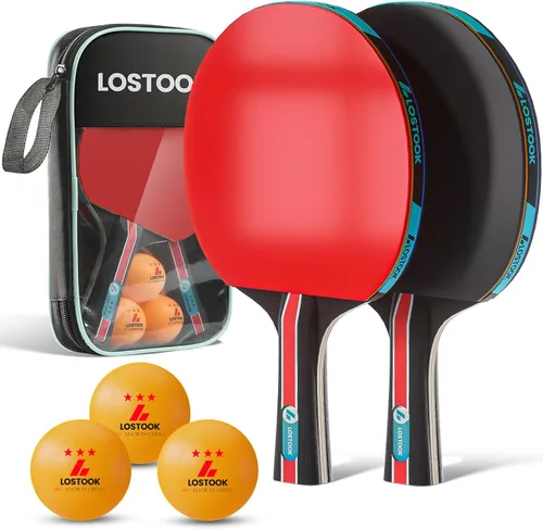 Professional Ping Pong Paddles Set of 2/4 with Portable Oxford Cloth Ping Pong Case and 3 Star Balls, Table Tennis Paddles for Adults and Family