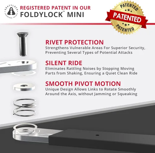 Vista 3 de Seatylock FoldyLock Mini Candado Plegable para Bicicleta - Candado de Bicicleta Ligero Patentado de Servicio Pesado - Protector Antirrobo con Llave