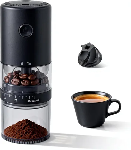 Vista 12 de Molinillo de café eléctrico portátil de acero inoxidable 420, molinillo de café recargable con 38 ajustes de molienda ajustables (blanco)
