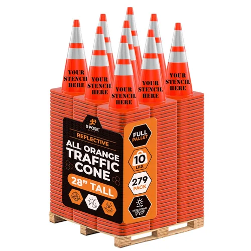 Vista 102 de Xpose Safety Conos de tráfico naranjas de 28 pulgadas con collares de 6 y 4 pulgadas, 1 paquete – Cono de seguridad de plástico PVC multiusos