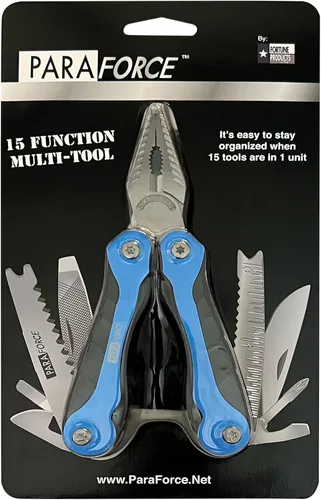 Vista 2 de AccuSharp ParaForce - Multiherramienta de 15 funciones, 15 en 1, práctica multiherramienta para exteriores con alicates de bolsillo para pesca, caza