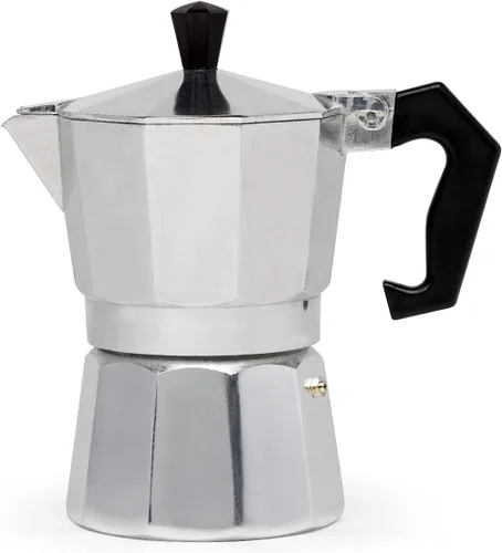 Vista 16 de Primula Cafetera clásica para café expreso y café, olla moka para café italiano y cubano, cafetera Greca, cafeterías, 6 tazas de espresso, azul