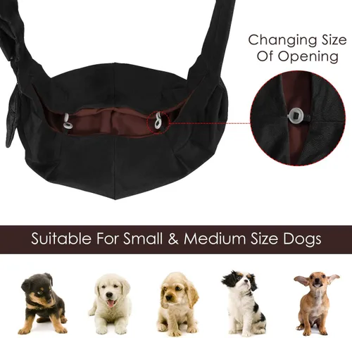Vista 6 de Lukovee Correa para mascotas, mano libre para perro, correa acolchada ajustable, bolsa de hombro de algodón transpirable, bolsillo frontal, cinturón