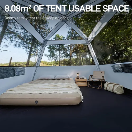 Vista 8 de EVER ADVANCED Blackout 6 Person Camping Tent, Instant Cabin Tent for Family with Vestibule and Large Mesh Windows, 60s Easy Setup, Double Layer