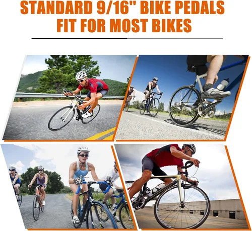 Vista 6 de KOOTU Pedales de bicicleta de 9/16 pulgadas, pedales de bicicleta planos Unicycles, pedales de bicicleta de plataforma de aleación de aluminio